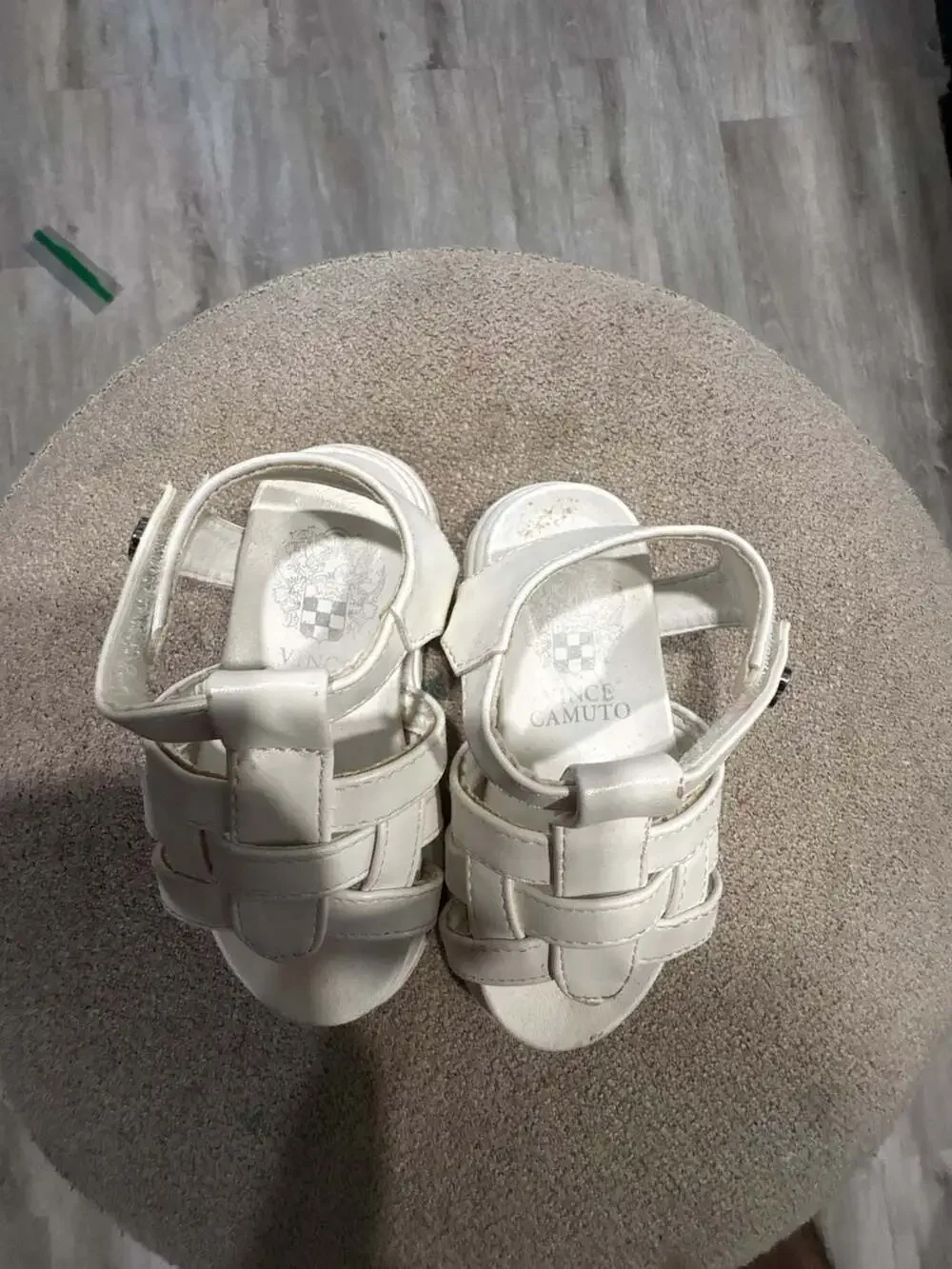 Vince Camuto Girls White Fisherman Sandals with Buckle Closure